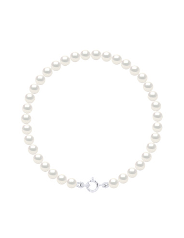 wk Bracelet Eau douce Rondes Fermoir Bâtonnet Argent 925 millièmes