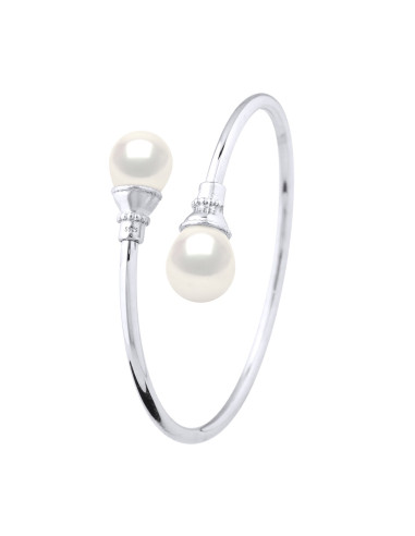 wk Bracelet Jonc Prestige Toi et Moi 2 Perles d'Eau Douce