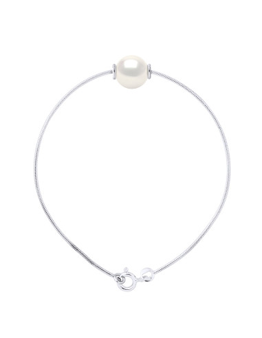 wk Bracelet Maille serpentine et manchons argent 925 millièmes Perle Eau Douce