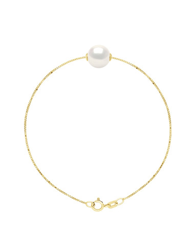 wk Bracelet Perle de Culture d'Eau Douce Ronde Chaîne Vénitienne Or 375 Millièmes