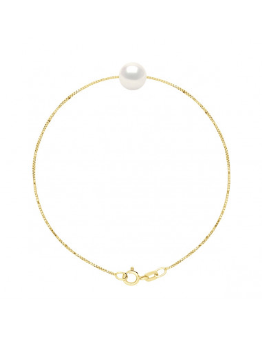 wk Bracelet Perle de Culture d'Eau Douce Ronde Chaîne Vénitienne Or 750 Millièmes