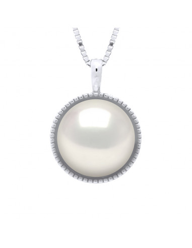 wk Collier Eau Douce Bouton Pendentif Argent 925 Millièmes Rond