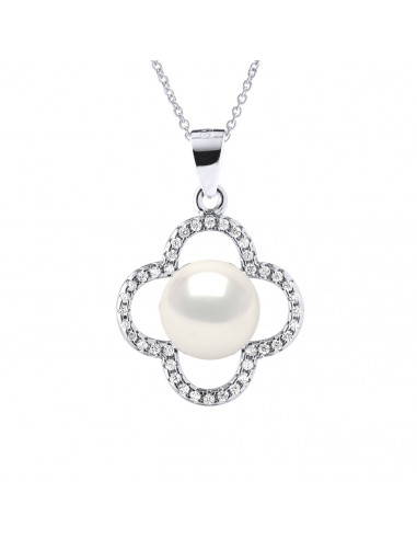 wk Collier Eau Douce Bouton - Pendentif Argent - Chaine Forçat Argent 925 Millièmes