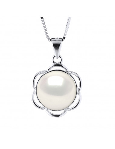 wk Collier Eau Douce Ronde - Pendentif Argent Rond - Chaîne Vénitienne Argent 925 Millième