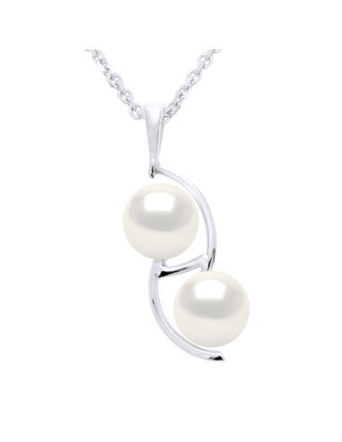 wk Collier Maille Forçat Argent Perle Eau Douce Traversante Ronde