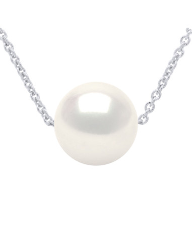 wk Collier Maille Forçat Argent Perle Eau Douce Traversante Ronde