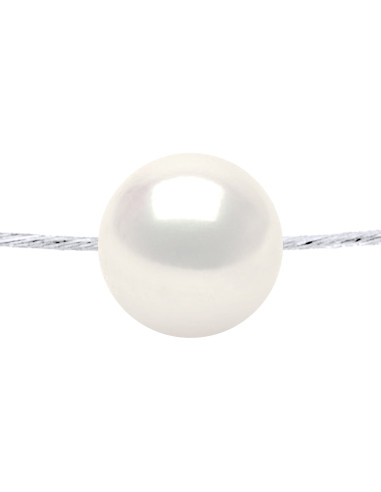 wk Collier "OMEGA" Argent 925 Millièmes Rhodié - Perle de Culture d'Eau Douce Ronde