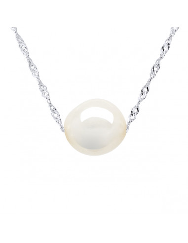 wk Collier Perle de Culture d'Eau Douce Baroque en Argent 925 Millièmes