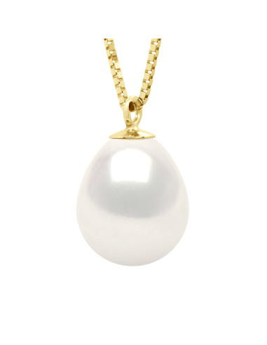 wk Collier Perle de Culture d'Eau Douce Poire - Chaîne Vénitienne Or 750 Millièmes
