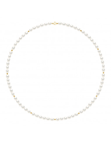 wk Collier Perle de Culture d'Eau Douce Riz 4-5 mm en Or 375 Millièmes