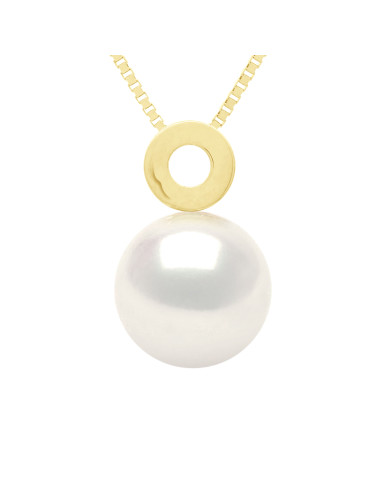 wk Collier Perle de Culture d'Eau Douce Ronde 8-9 mm Chaîne Vénitienne Or 375 Millièmes