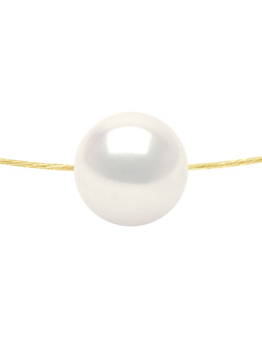 wk Collier Perle de Culture d'Eau Douce Ronde - Câble Or 375 Millièmes