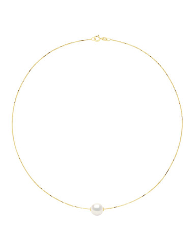 Wk Collier Perle De Culture D'Eau Douce Ronde - Chaîne Vénitienne Or 375 Millièmes