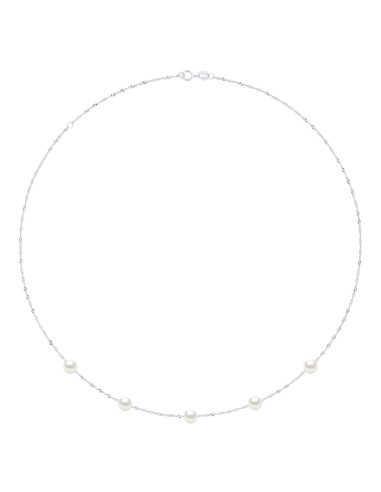 wk Collier Perle de Culture d'Eau Douce Ronde en Argent 925 Millièmes