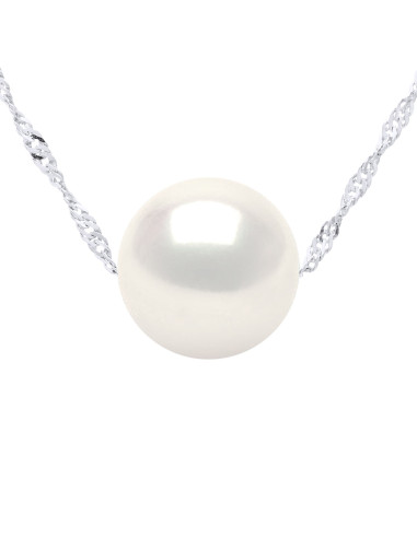 wk Collier Perle de Culture d'Eau Douce Ronde en Argent 925 Millièmes