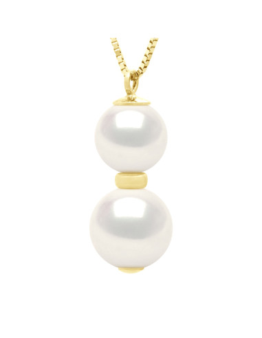 wk Collier Perles de Culture d'Eau Douce Rondes - Chaîne Vénitienne Or 375 Millièmes