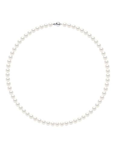 wk Collier Rang de Perles d'Eau Douce Rondes en Argent 925 Millièmes
