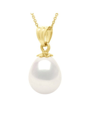 wk Pendentif Bélière Articulée Or 750/1000èmes - Véritable Perle de Culture Eau Douce Poire