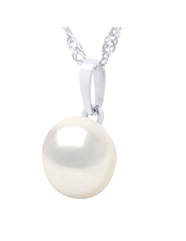 Wk Pendentif Perle De Culture D'Eau Douce Bouton En Argent 925 Millièmes