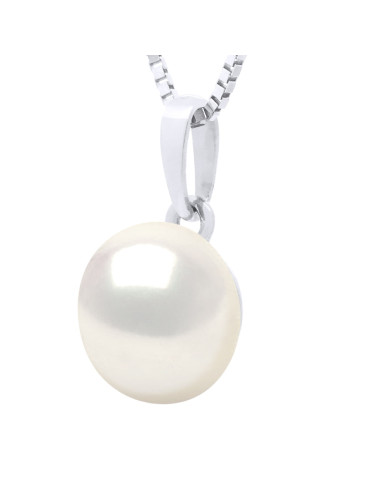 wk Pendentif Perle de Culture d'Eau Douce Bouton en Argent 925 Millièmes
