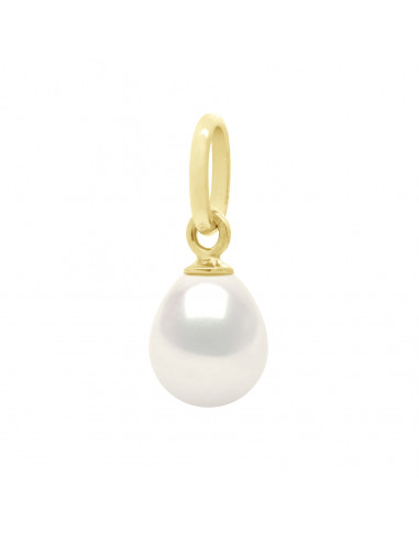 wk Pendentif Véritable Perle de Culture d'Eau Douce Poire en Or 750 Millièmes