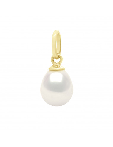 wk Pendentif Véritable Perle de Culture d'Eau Douce Poire en Or 750 Millièmes