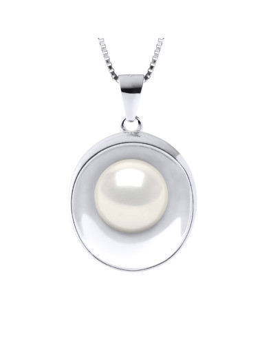 wk Collier Eau Douce Bouton - Pendentif Argent Rond