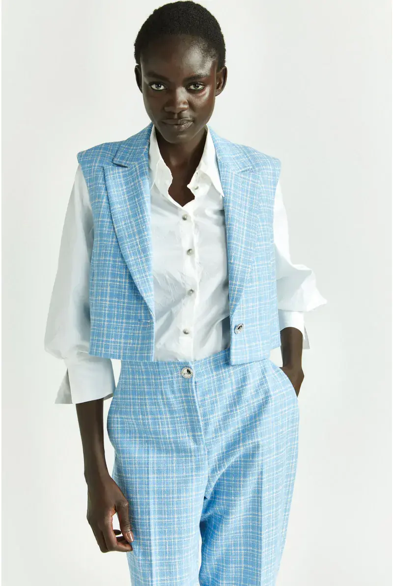 xandres Blazer sans manches à carreaux 14398-01-2485