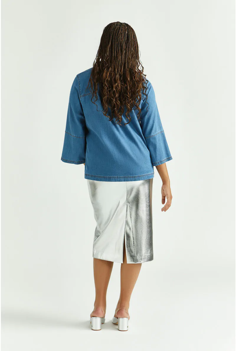 Xandres Blouse En Jean à Manches Larges 61249-01-9002