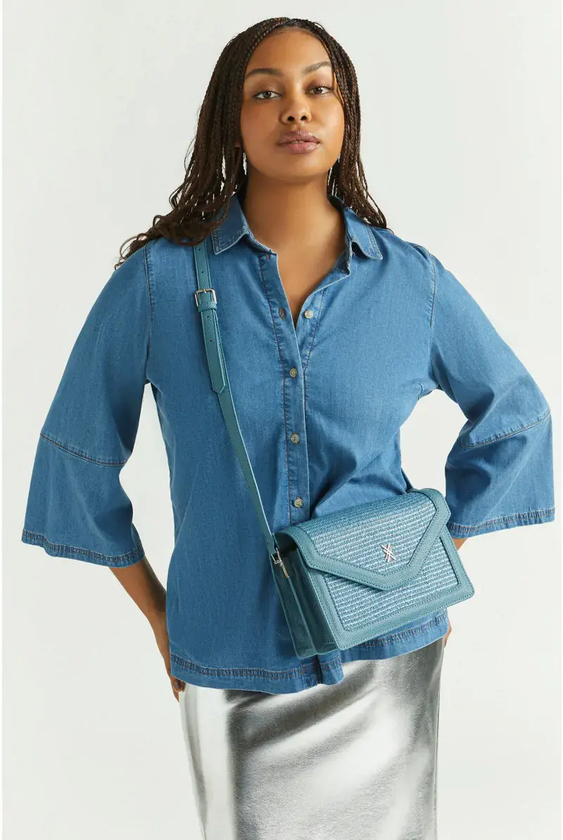 xandres Blouse en jean à manches larges 61249-01-9002