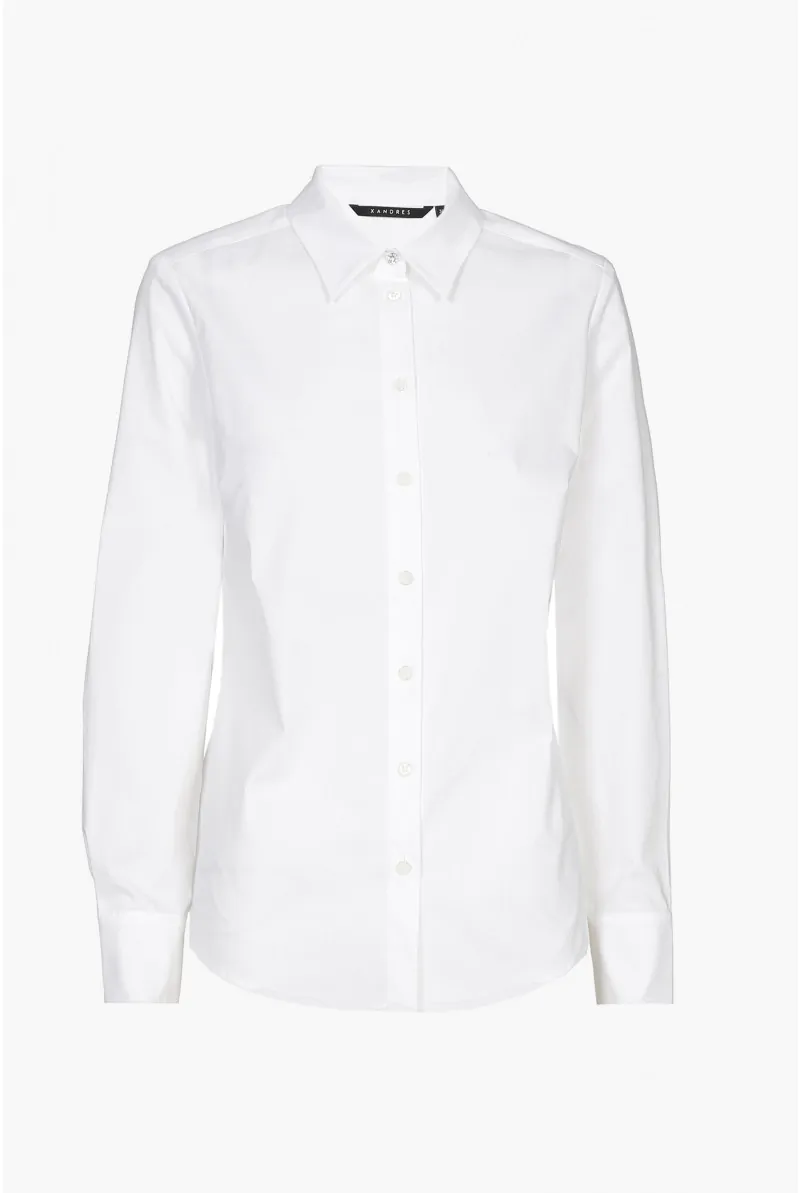 Xandres Chemise En Coton Blanc à Manches Longues ESS027-01-0161