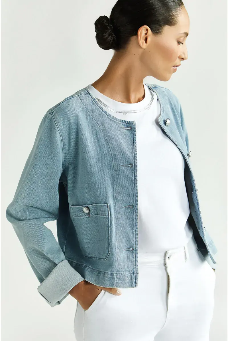 Xandres Courte Veste En Jean à Boutons 61236-01-9008