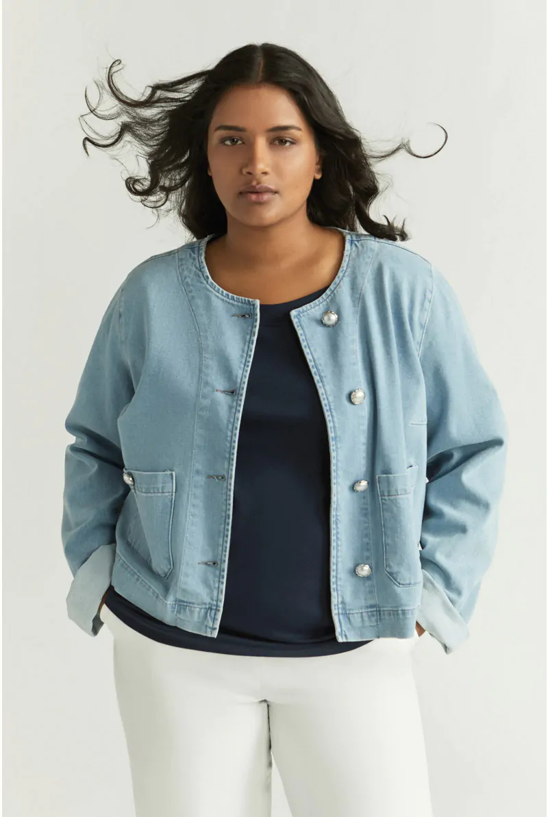 Xandres Courte Veste En Jean à Boutons 61236-01-9008