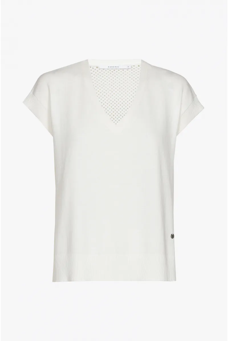 xandres Débardeur sans manches à maille ajourée 29234-01-1846