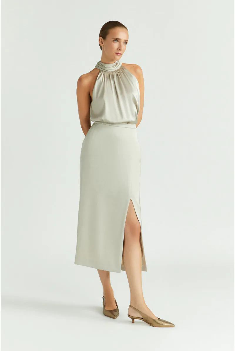 Xandres Jupe Crayon En Tissu Brillant 14436-01-1100