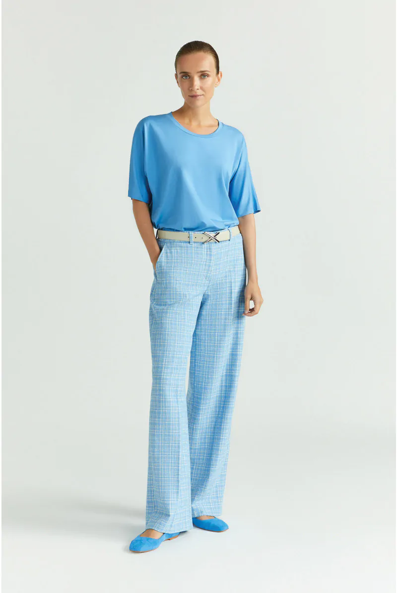 Xandres Pantalon à Carreaux à Jambes Larges 14276-12-2485