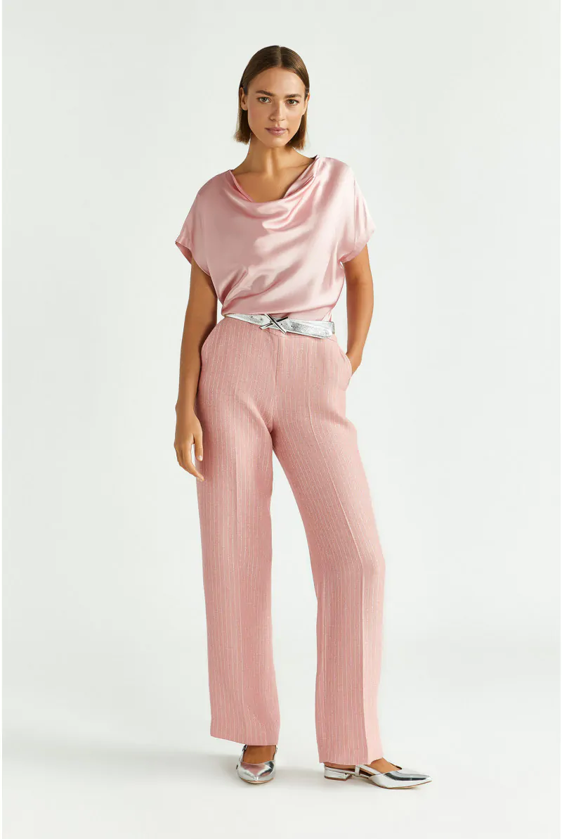 Xandres Pantalon Avec Motif Trait De Craie En Lurex 61298-01-5116