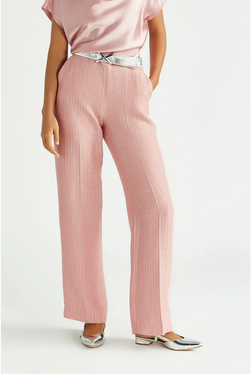 xandres Pantalon avec motif trait de craie en lurex 61298-01-5116