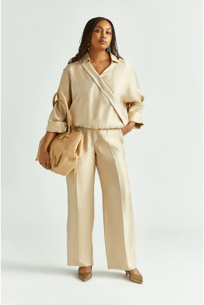 Xandres Pantalon Brillant à Jambes Larges 82017-01-8370