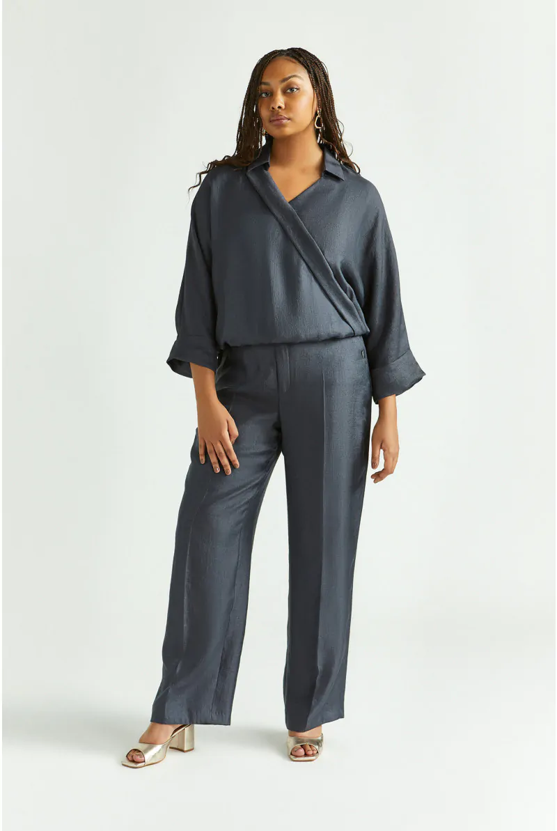 Xandres Pantalon Brillant à Jambes Larges 82017-01-8801