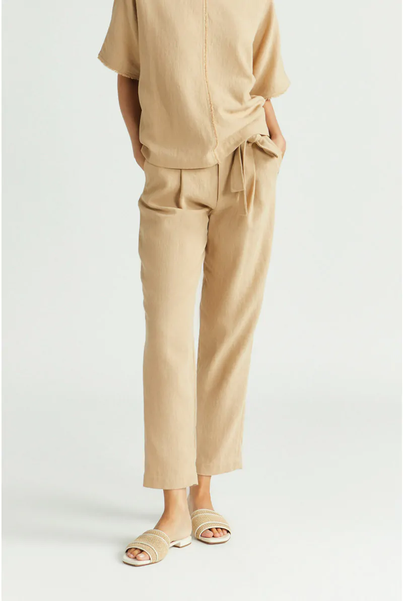 xandres Pantalon carotte à l’aspect lin 14441-01-8370