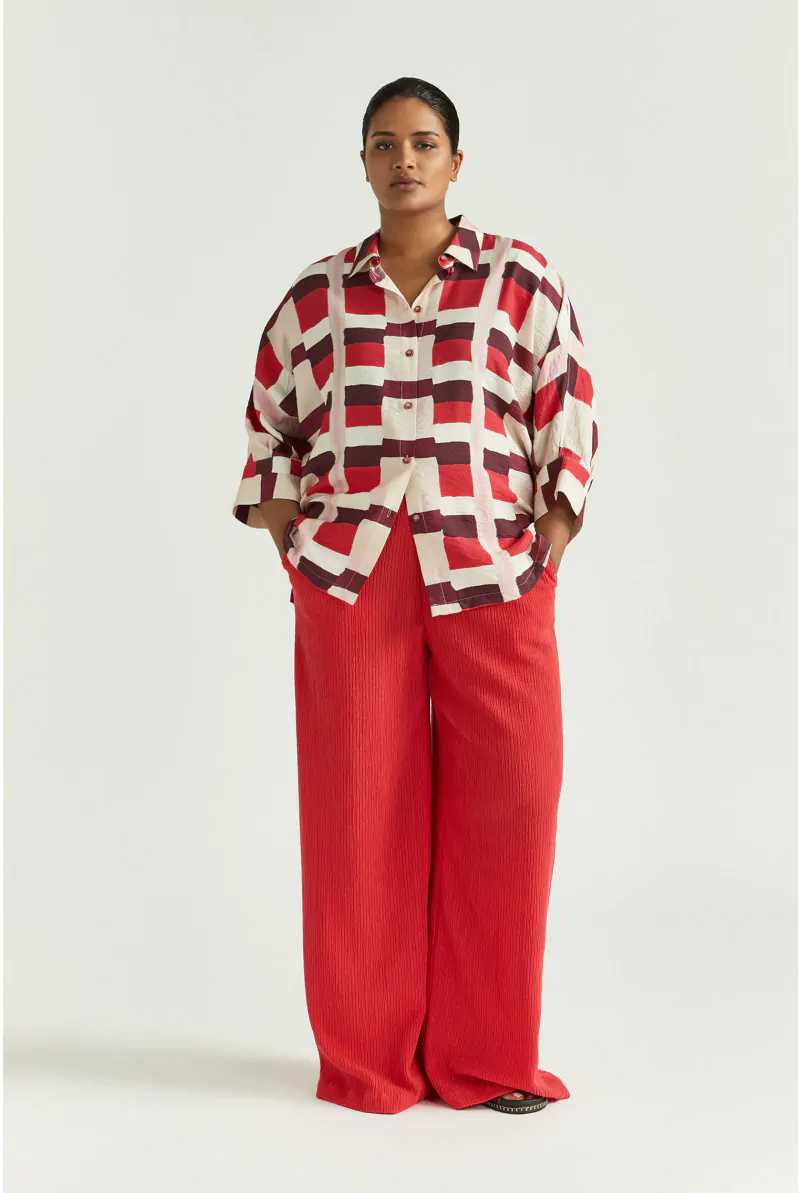 Xandres Pantalon Droit En Tissu Fripé 61110-14-2690