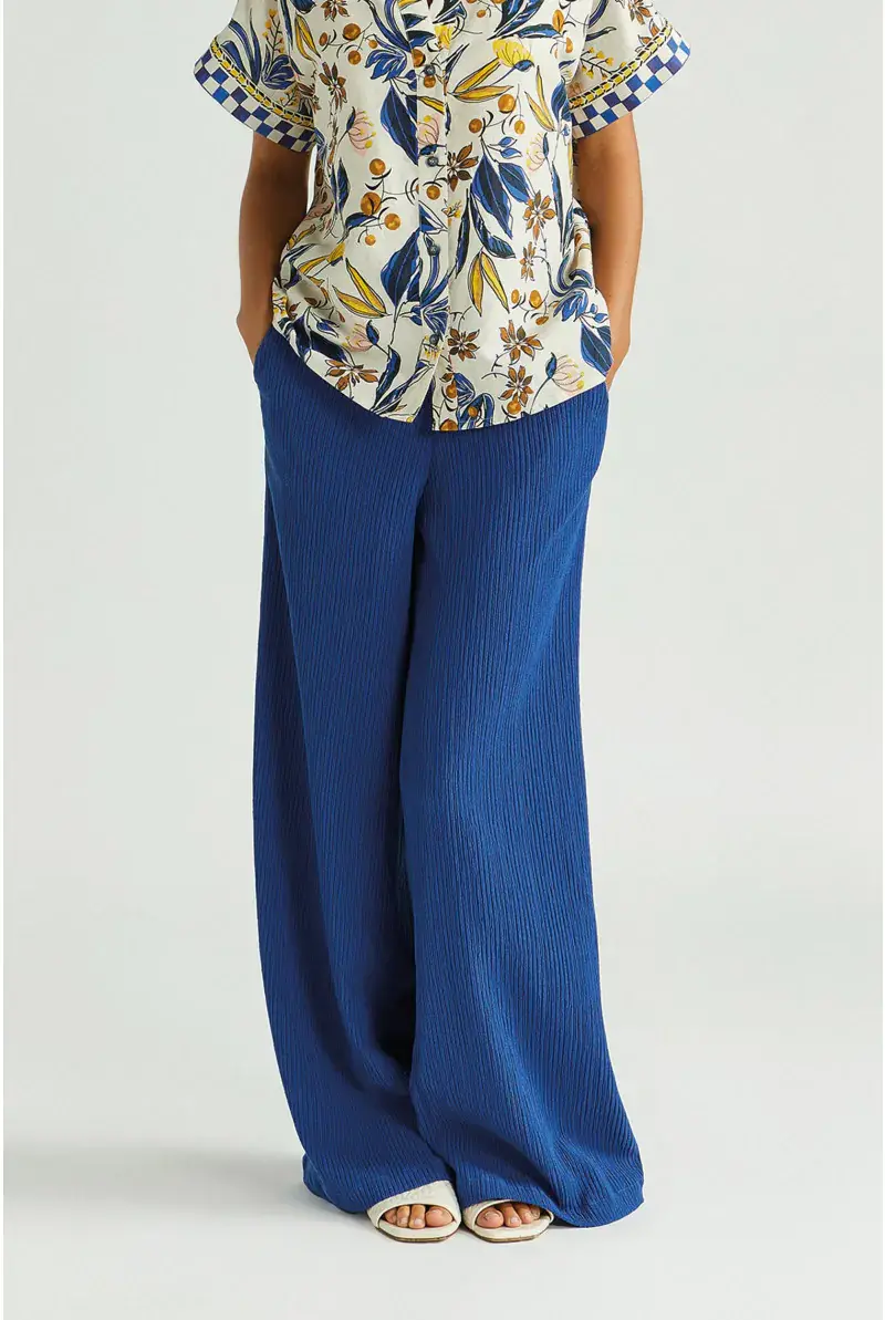 xandres Pantalon droit en tissu fripé 61110-14-5160