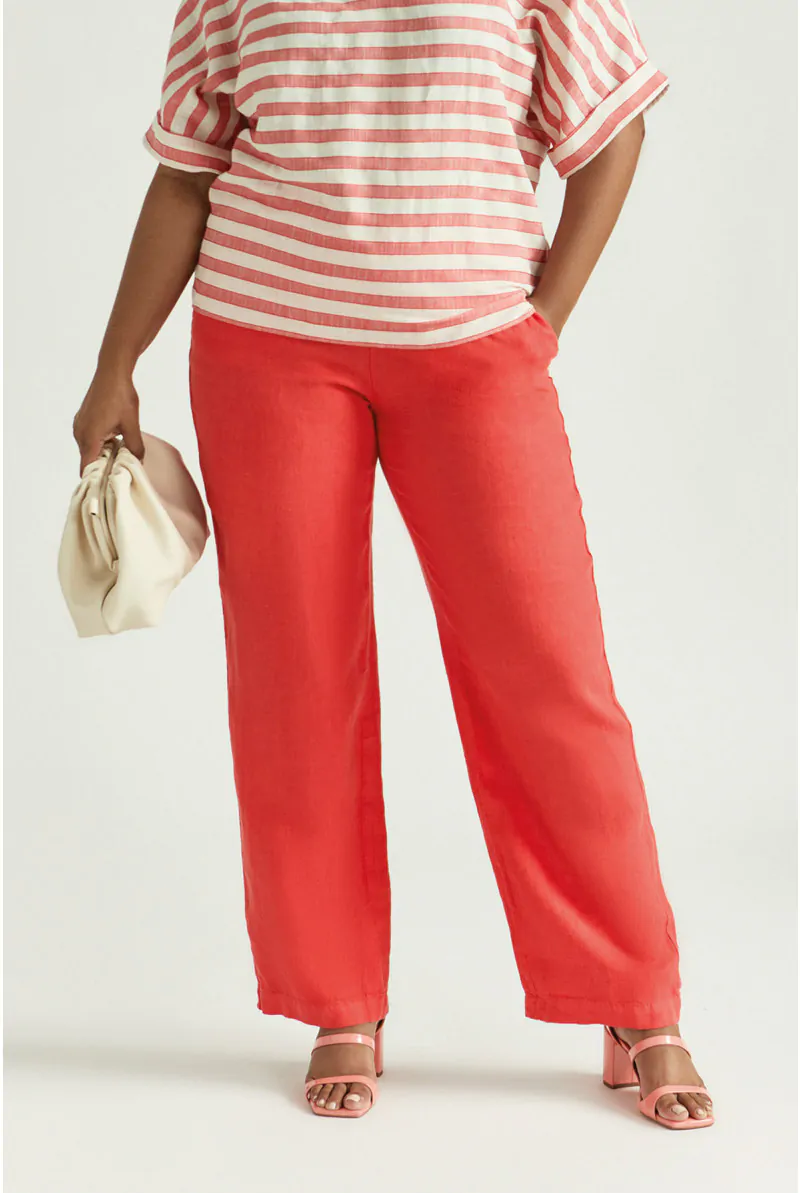 xandres Pantalon en lin à jambes droites 81993-02-2690