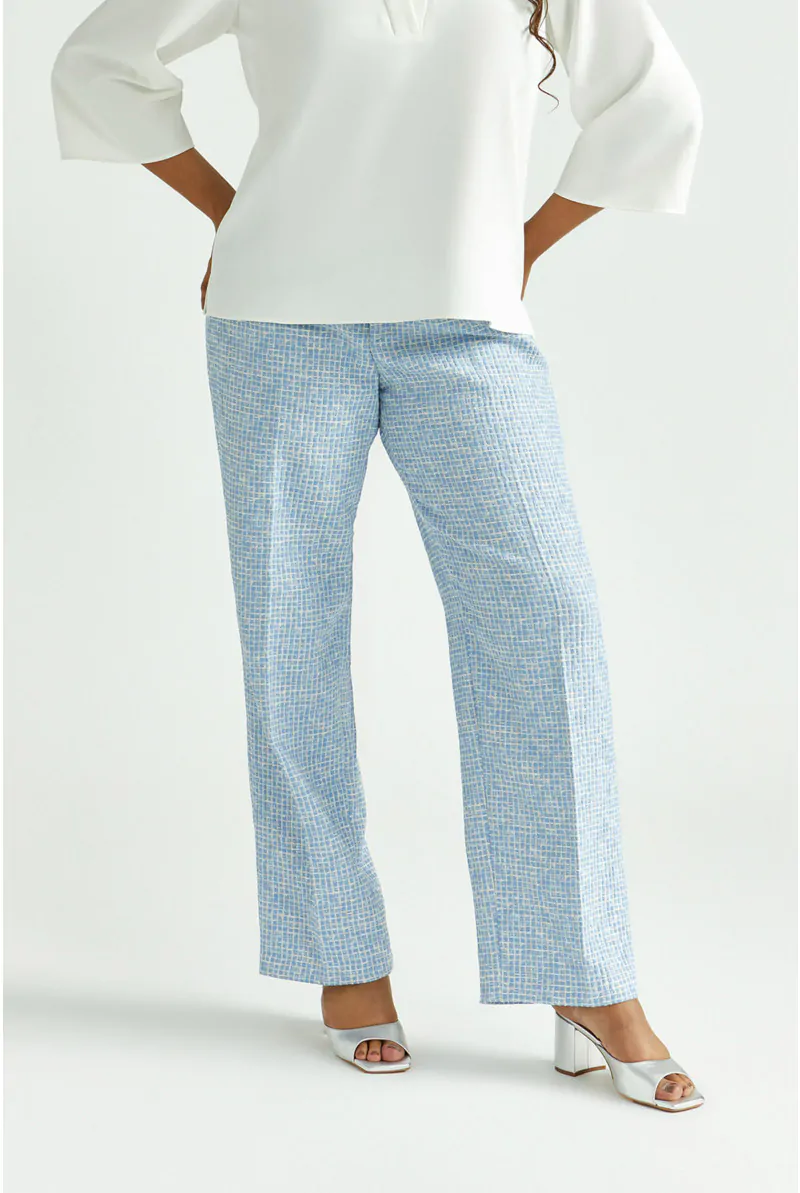 xandres Pantalon en seersucker à jambes larges 81984-04-3040