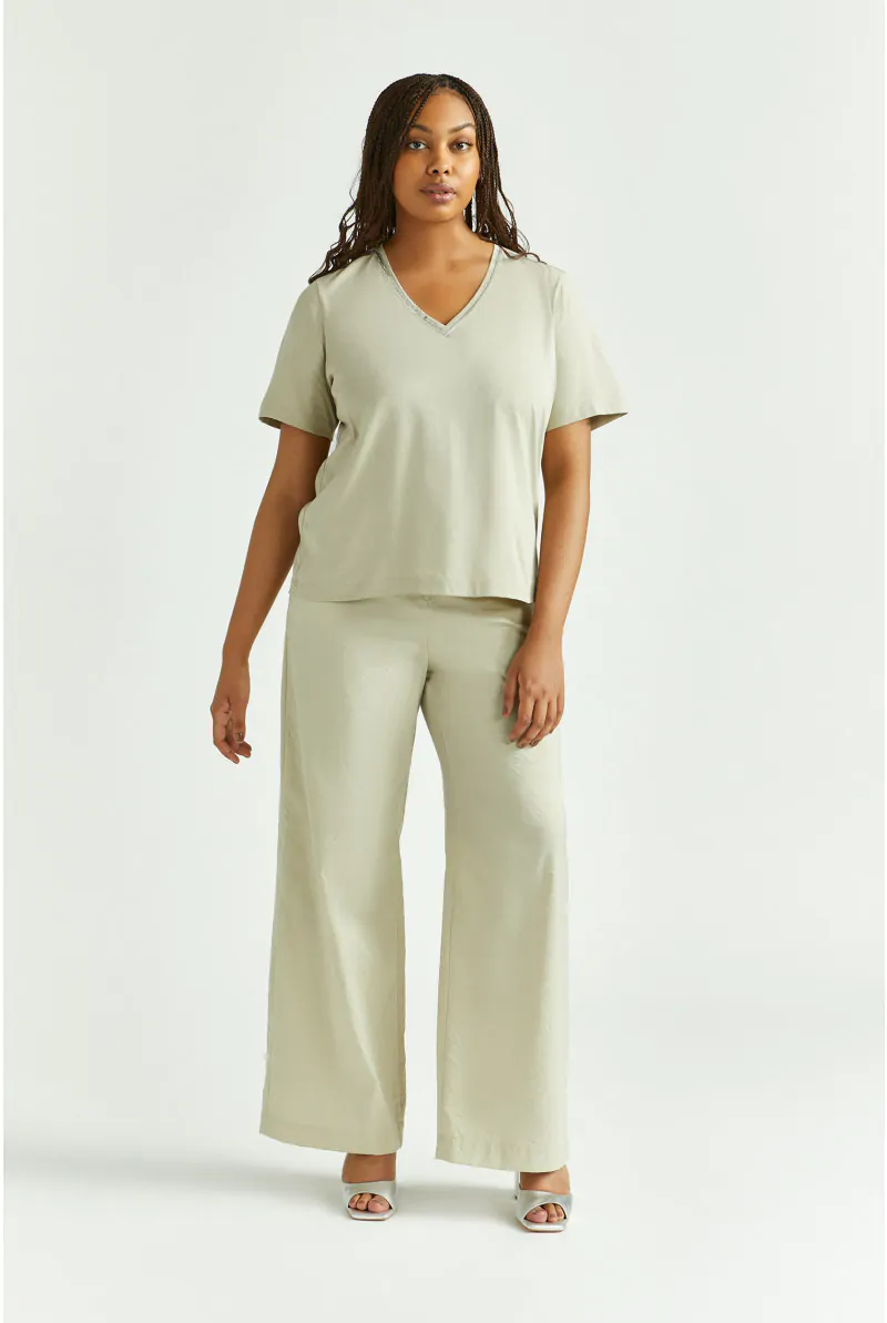 Xandres Pantalon Froissé à Jambes Larges 61150-02-3490