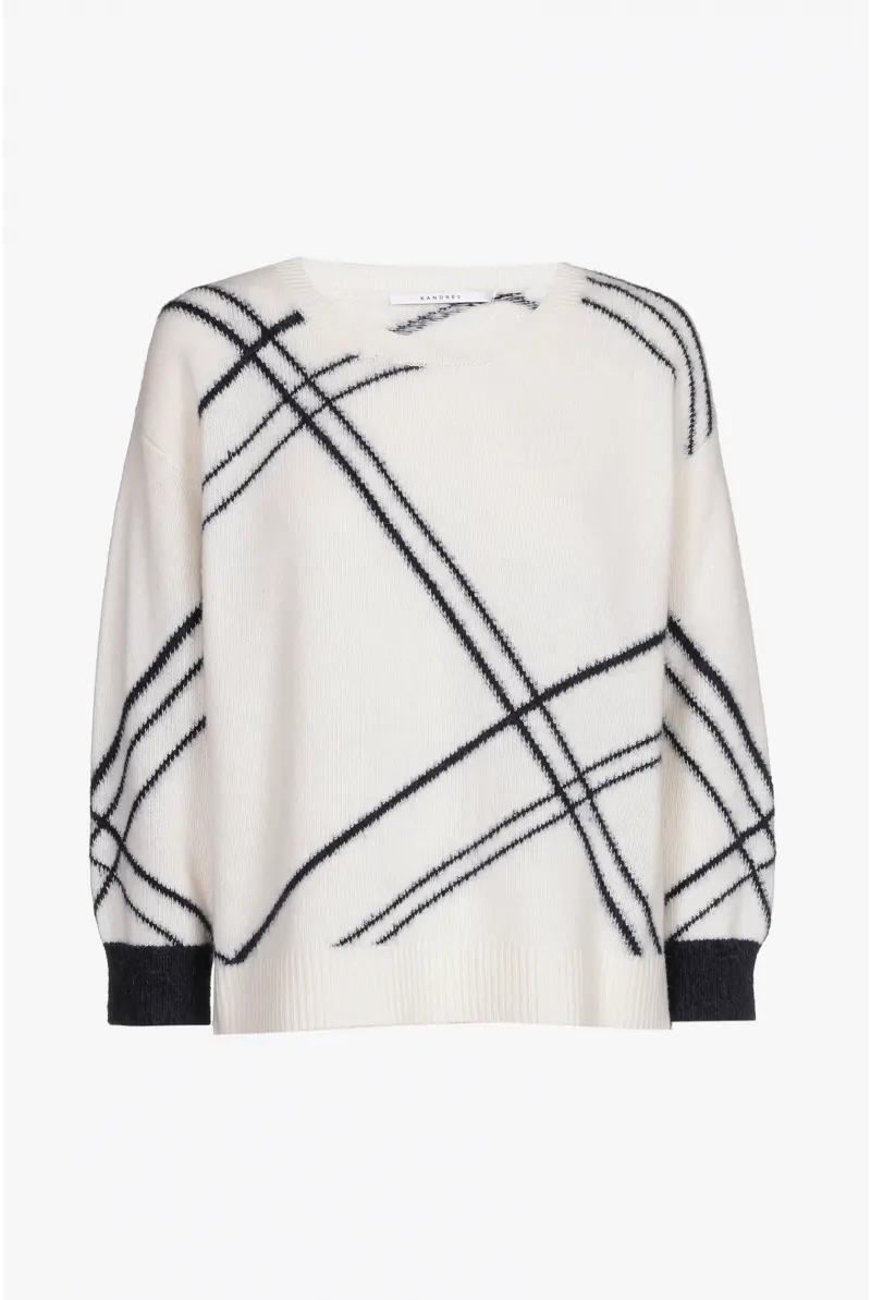 Xandres Pull à Carreaux Confectionné Avec Un Mélange De Laines D’été 29247-01-1846