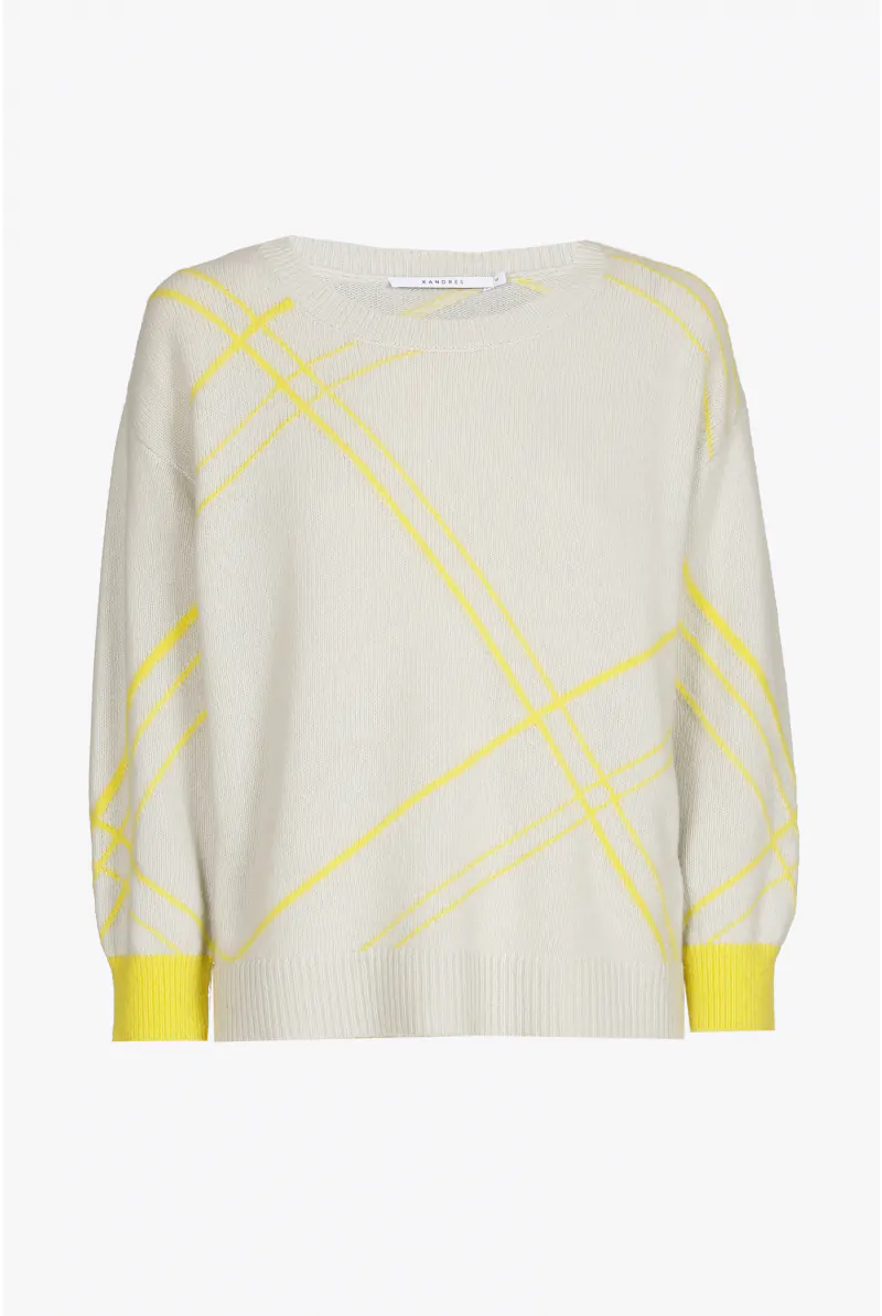 Xandres Pull à Carreaux Confectionné Avec Un Mélange De Laines D’été 29247-01-3496