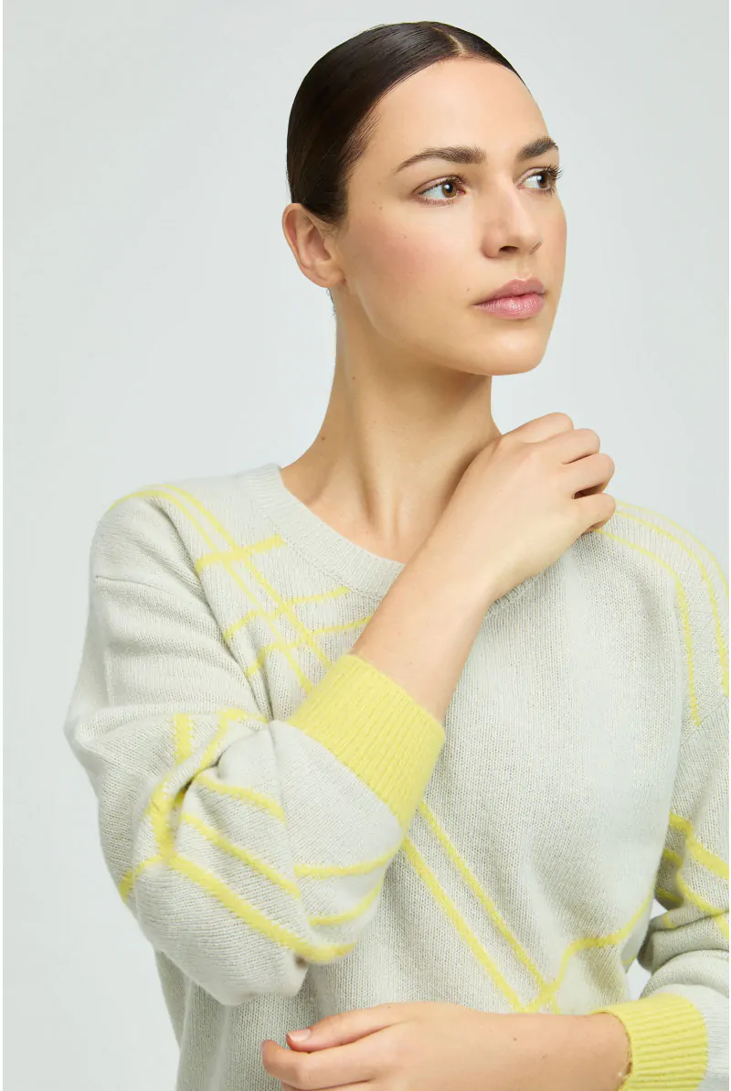 xandres Pull à carreaux confectionné avec un mélange de laines d’été 29247-01-3496