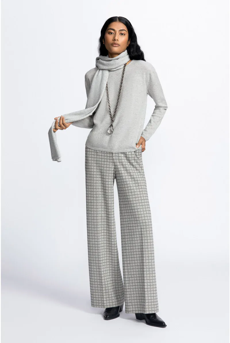 xandres Pull en cachemire gris à col rond ESS034-01-0184